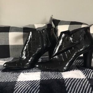 black genuine leather upper booties. Size 8 1/2 .Only worn once.